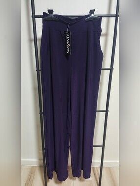 Kim & Co  Purple Wide-Leg Pants With Pockets.